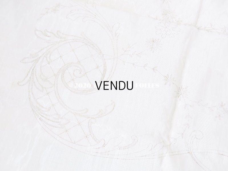 画像6: アンティーク  リボン刺繍の図案入り 大きなシルク製ファブリック