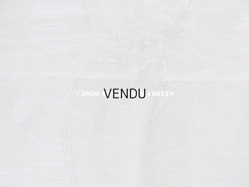 画像7: アンティーク  リボン刺繍の図案入り 大きなシルク製ファブリック