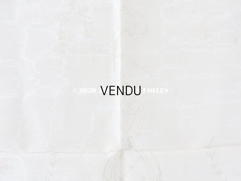 画像10: アンティーク  リボン刺繍の図案入り 大きなシルク製ファブリック