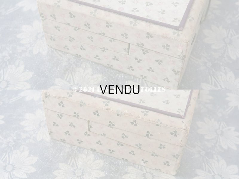 画像14: 1900年代 アンティーク 刺繍道具箱　淡いピンクの花＆クローバー 子供用玩具　Petite Brodeuse