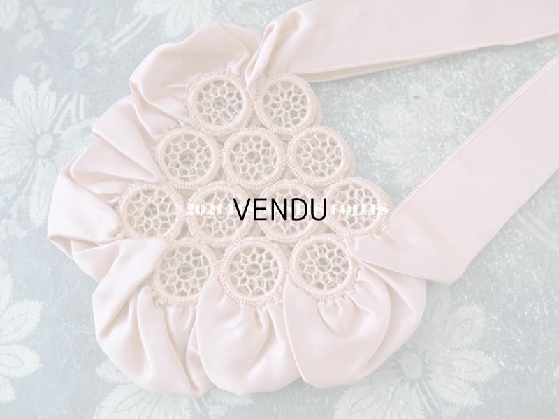 画像7: アンティーク シルク製 グレイッシュピンクのオモニエール