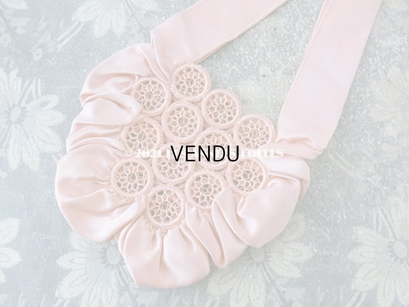 画像3: アンティーク シルク製 グレイッシュピンクのオモニエール