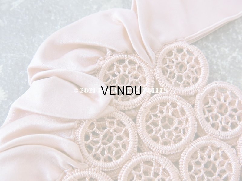 画像4: アンティーク シルク製 グレイッシュピンクのオモニエール