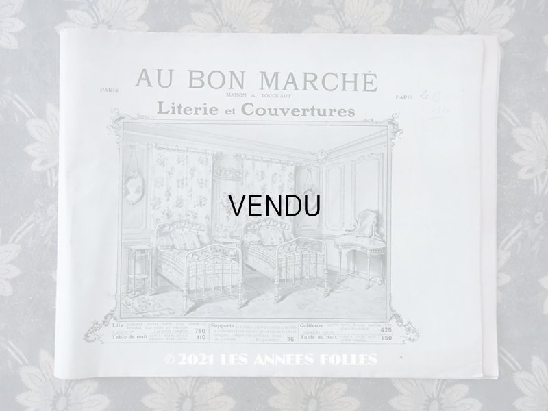 画像1: 1910年 アンティーク ボンマルシェのカタログ　ベッド＆ベッドカバー LITERIE ET COUVERTURES - AU BON MARCHE -　淡いピスタチオグリーン