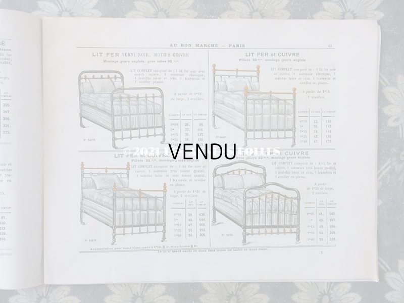 画像4: 1910年 アンティーク ボンマルシェのカタログ ベッド&ベッドカバー LITERIE ET COUVERTURES - AU BON MARCHE - 淡いピスタチオグリーン