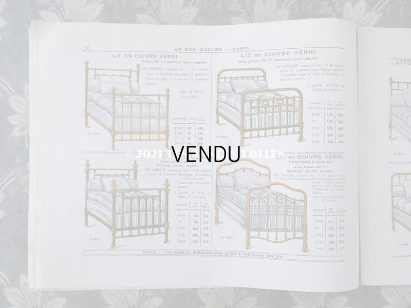 画像5: 1910年 アンティーク ボンマルシェのカタログ ベッド&ベッドカバー LITERIE ET COUVERTURES - AU BON MARCHE - 淡いピスタチオグリーン