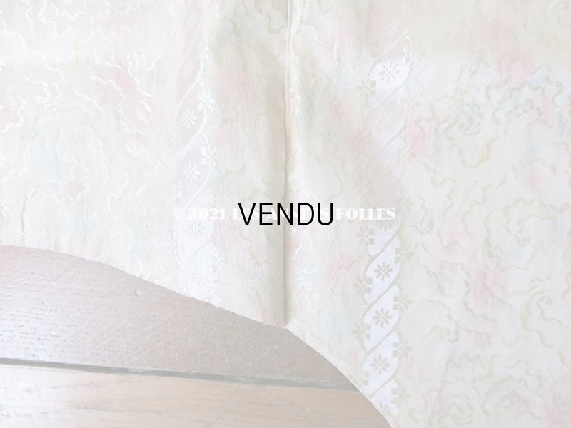 画像13: 19世紀 アンティーク  シルク製 ファブリック ほぐし織 ピンクの薔薇＆勿忘草のリース