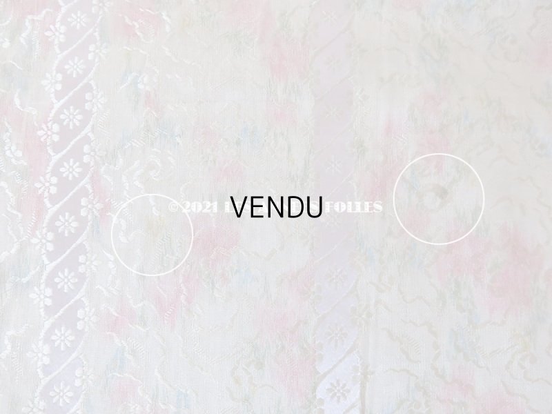 画像14: 19世紀 アンティーク  シルク製 ファブリック ほぐし織 ピンクの薔薇＆勿忘草のリース