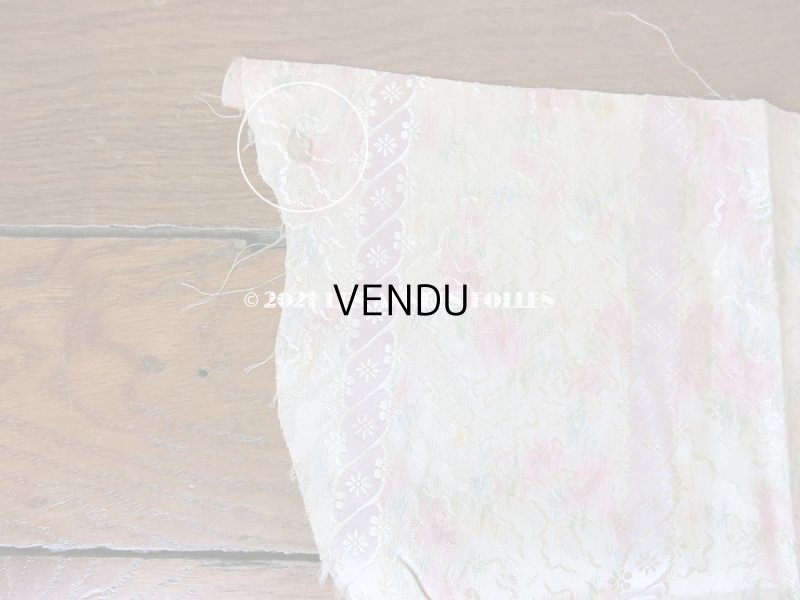 画像15: 19世紀 アンティーク  シルク製 ファブリック ほぐし織 ピンクの薔薇＆勿忘草のリース