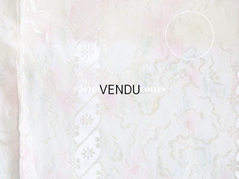 画像16: 19世紀 アンティーク  シルク製 ファブリック ほぐし織 ピンクの薔薇＆勿忘草のリース