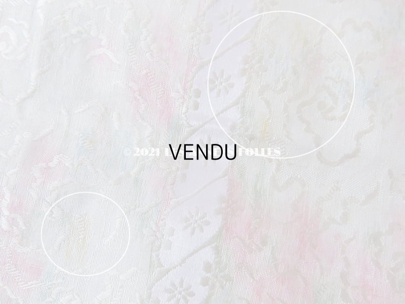 画像6: 19世紀 アンティーク  シルク製 ファブリック ほぐし織 ピンクの薔薇＆勿忘草のリース