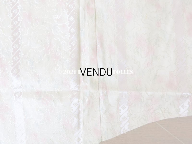 画像10: 19世紀 アンティーク  シルク製 ファブリック ほぐし織 ピンクの薔薇＆勿忘草のリース