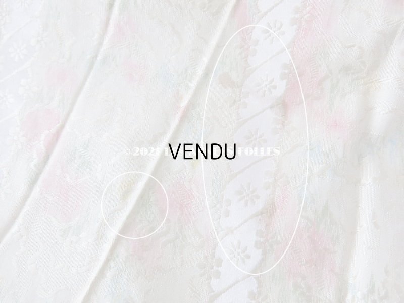 画像11: 19世紀 アンティーク  シルク製 ファブリック ほぐし織 ピンクの薔薇＆勿忘草のリース