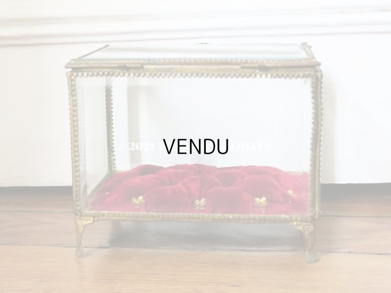 画像7: 19世紀 アンティーク 大きなコフレ グローブ・ド・マリエ 花のピン＆赤いベルベットのクッション