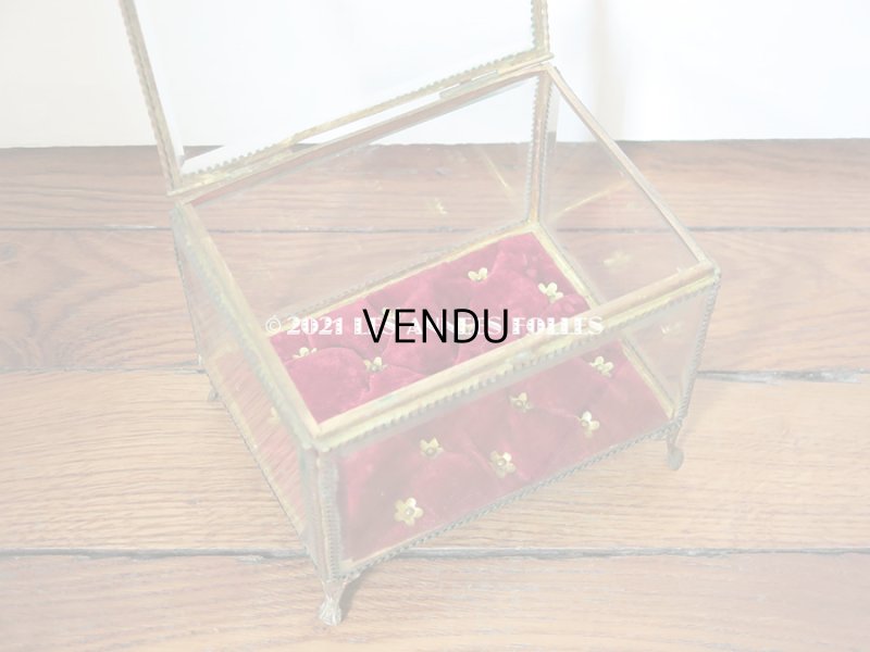 画像4: 19世紀 アンティーク 大きなコフレ グローブ・ド・マリエ 花のピン＆赤いベルベットのクッション