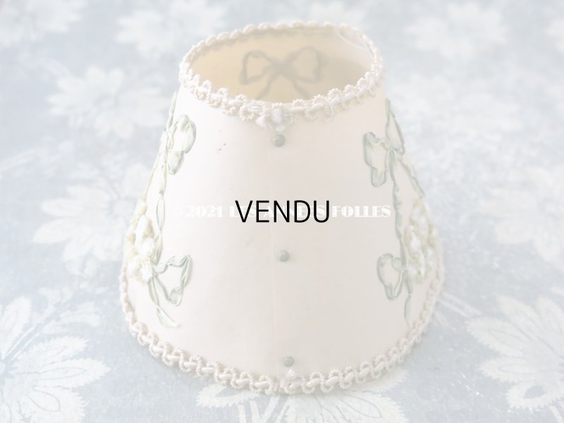 画像4: アンティーク  小さなランプシェード  リボン柄　ロココトリム付 