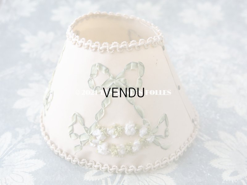 画像3: アンティーク  小さなランプシェード  リボン柄　ロココトリム付 