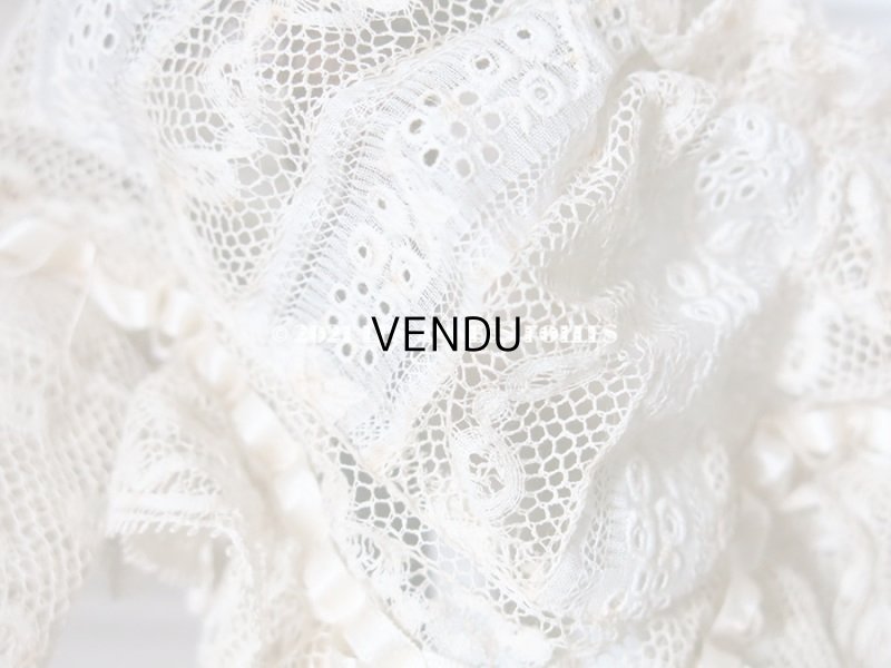 画像10: アンティーク バテム用　レースのボネ オフホワイトのシルクリボン