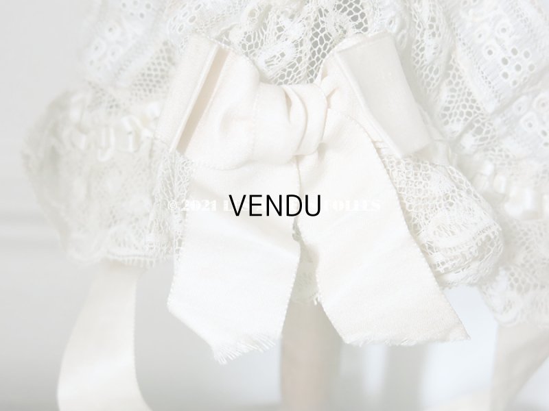 画像12: アンティーク バテム用　レースのボネ オフホワイトのシルクリボン