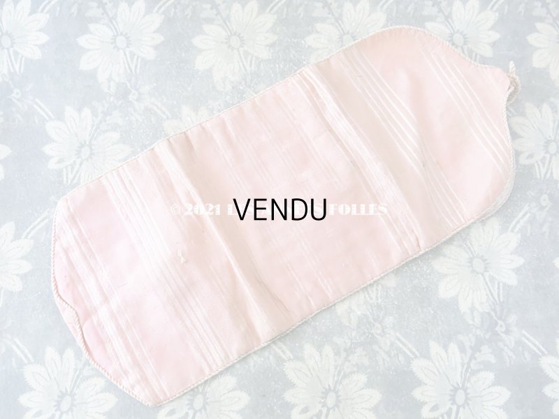 画像6: 19世紀末 アンティーク ポンポン付き シルク製 淡いピンク裁縫道具用ポシェット