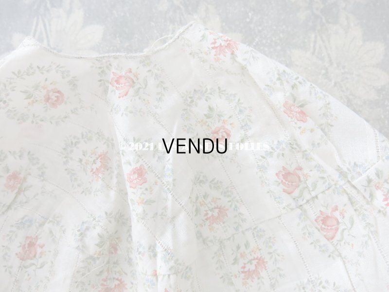 画像7: アンティーク  薔薇＆勿忘草 コットン製ファブリック 