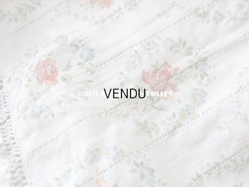 画像9: アンティーク  薔薇＆勿忘草 コットン製ファブリック 