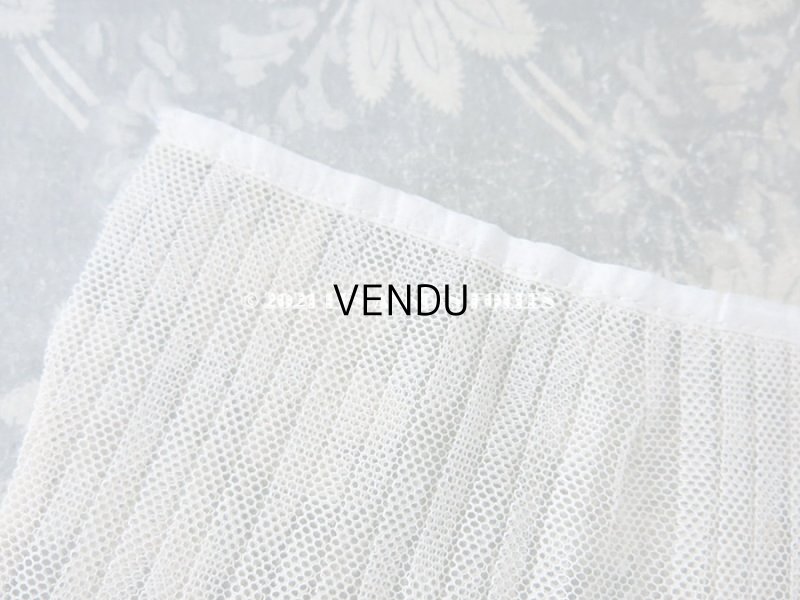 画像3: アンティーク 幅広 チュールレースのプリーツリボン 生成り  13cm幅  68cm