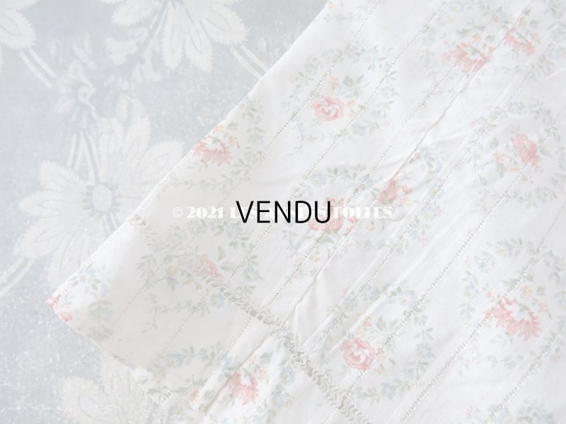 画像8: アンティーク  薔薇＆勿忘草 コットン製ファブリック 