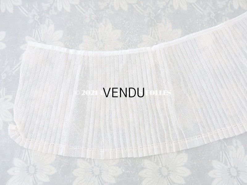 画像5: アンティーク 幅広 チュールレースのプリーツリボン 生成り  13cm幅  68cm