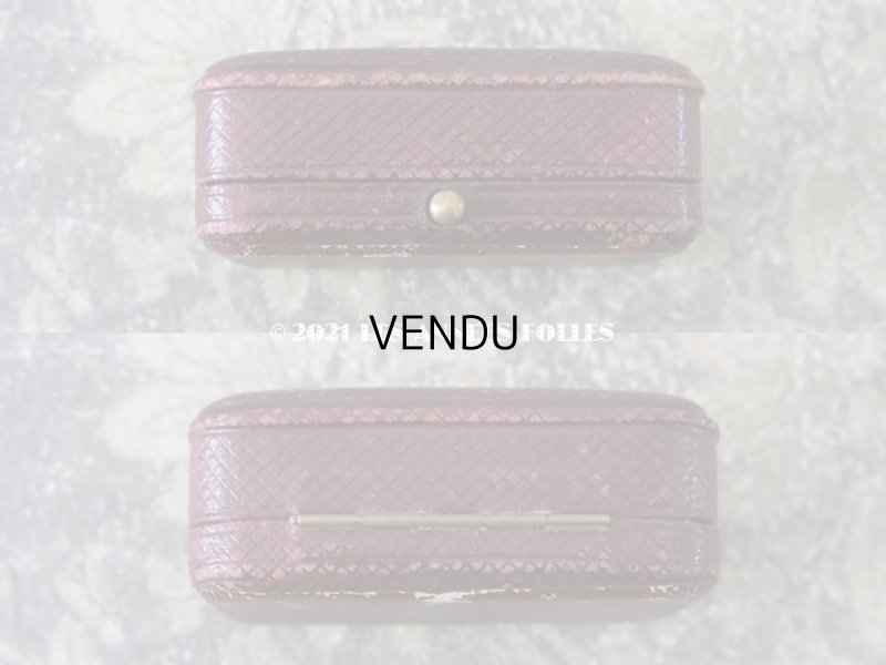 画像3: アンティーク 本革製 イニシャル入り AE ジュエリーボックス  ボルドー ブローチ用