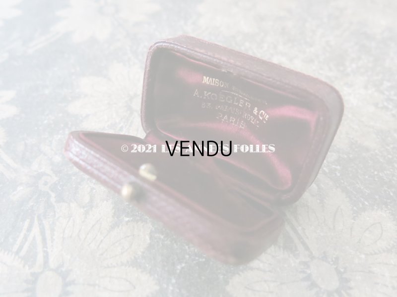 画像6: アンティーク 本革製 イニシャル入り AE ジュエリーボックス  ボルドー ブローチ用