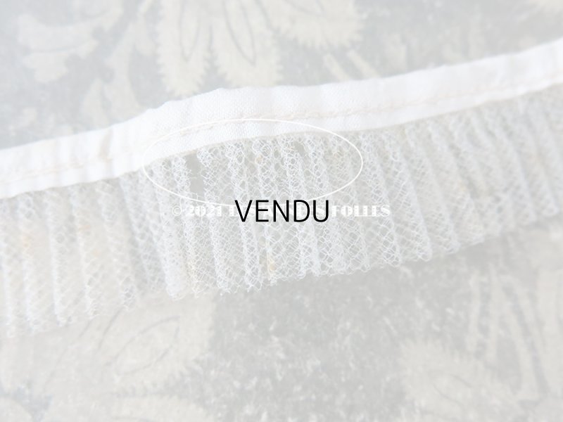 画像5: アンティーク シルク製 チュールレースのプリーツリボン オフホワイト  2.5cm幅  56cm