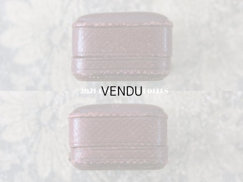 画像4: アンティーク 本革製 イニシャル入り AE ジュエリーボックス  ボルドー ブローチ用