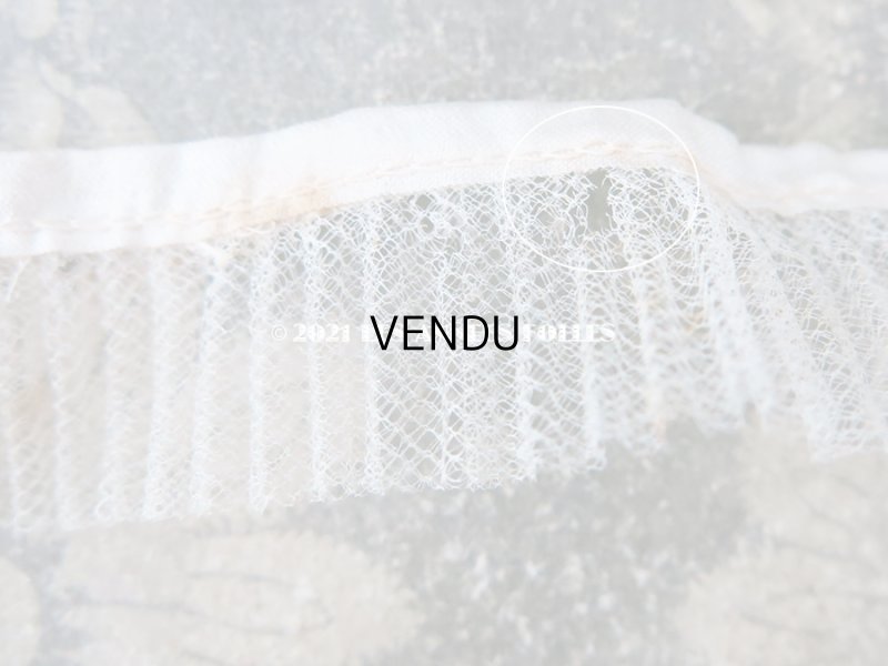 画像6: アンティーク シルク製 チュールレースのプリーツリボン オフホワイト  2.5cm幅  56cm