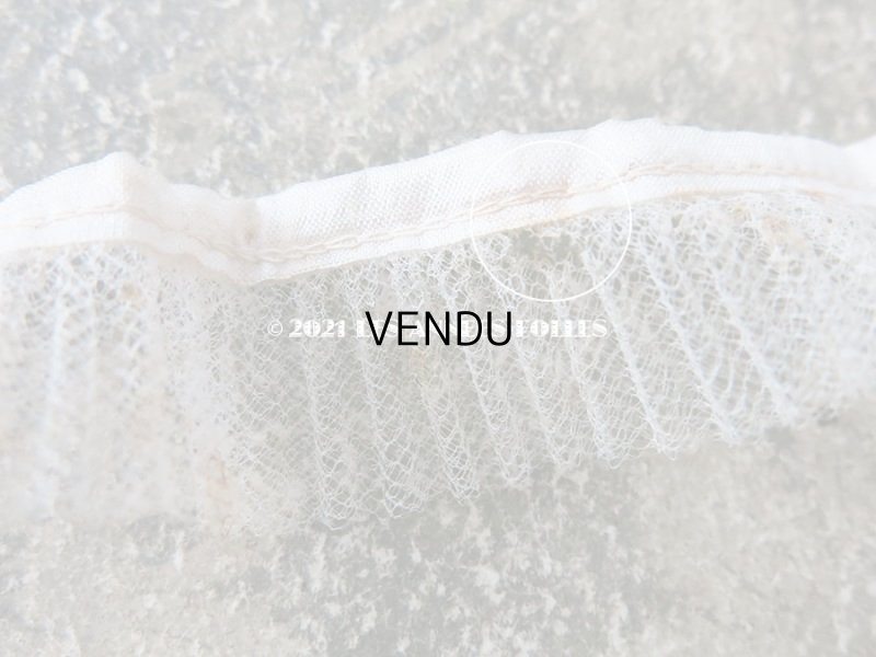 画像4: アンティーク シルク製 チュールレースのプリーツリボン オフホワイト  2.5cm幅  56cm