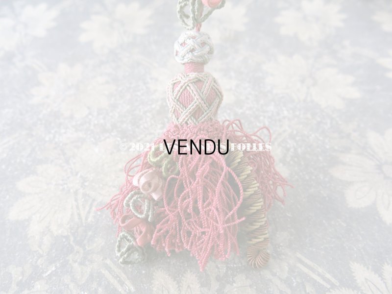 画像9: 19世紀 アンティーク シルク製 タッセル ポンポン パスマントリー 