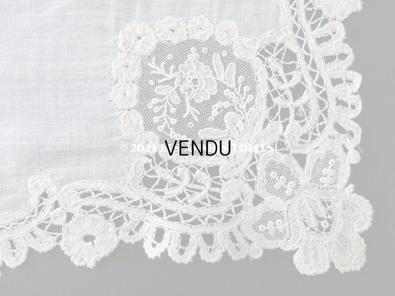 画像5: アンティーク 薔薇模様 ポワンドガーズ & デュシェス 結婚式のハンカチ　【ポワン・ド・ガーズ】