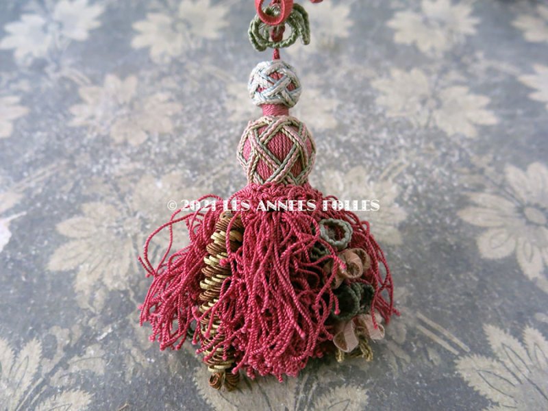 画像10: 19世紀 アンティーク シルク製 タッセル ポンポン パスマントリー