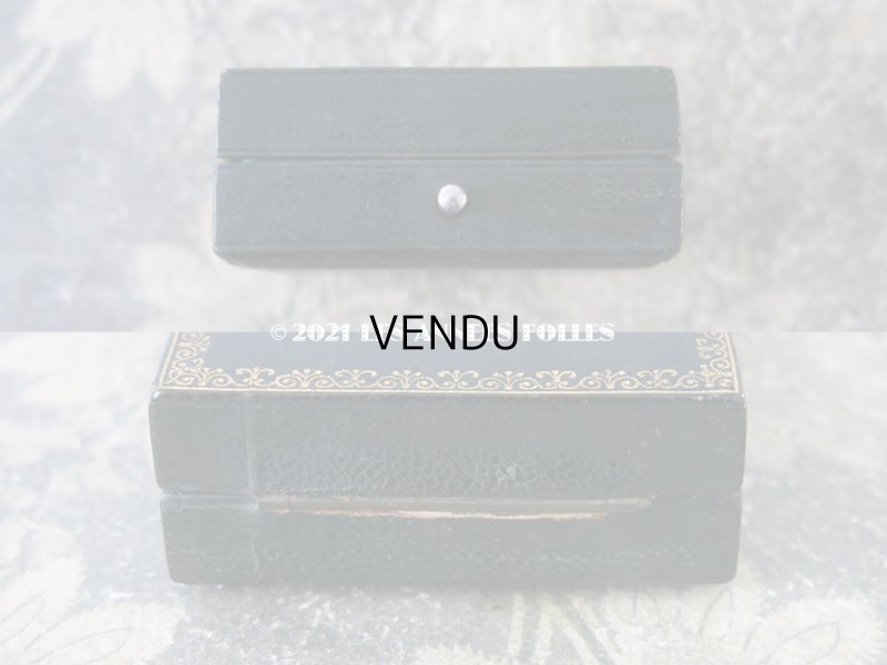 画像5: 19世紀 アンティーク イニシャル E.B. 本革製 ジュエリーボックス 金彩入り 黒