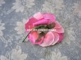 画像2: アンティーク ピンクの薔薇の布花 コサージュ クオーター・ロゼット咲き (2)