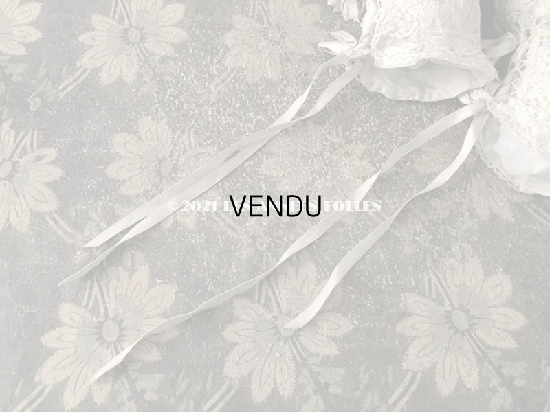 画像7: 1900年代 アンティーク デュシェスレース ベビー用シューズ  パウダーグリーンのシルクリボン