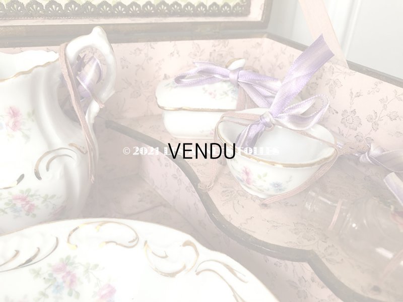 画像10: 1900年代 アンティーク 子供用玩具 薔薇のトワレットセット菫のブーケ付き