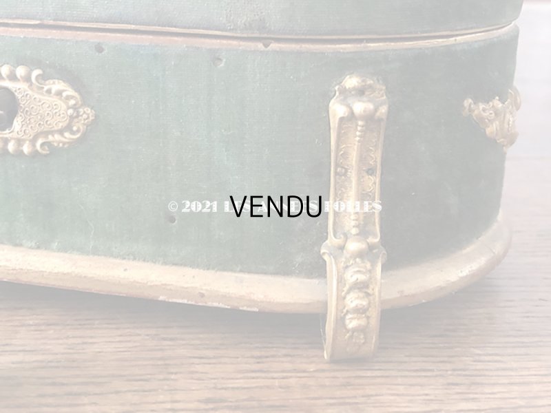 画像14: 19世紀 アンティーク ナポレオン3世時代 チョコレートボックス 薔薇のブーケ　お菓子箱 グリーンのベルベット