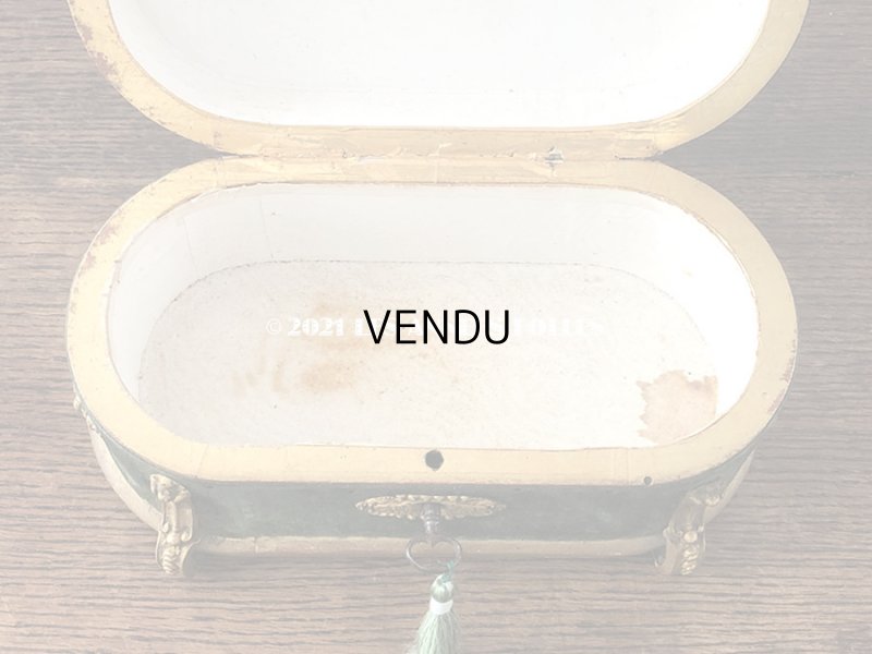 画像7: 19世紀 アンティーク ナポレオン3世時代 チョコレートボックス 薔薇のブーケ　お菓子箱 グリーンのベルベット