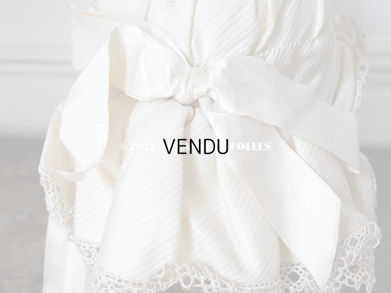 画像12: アンティーク シルク製 小さな女の子用 帽子 クリーム色 大きなリボン