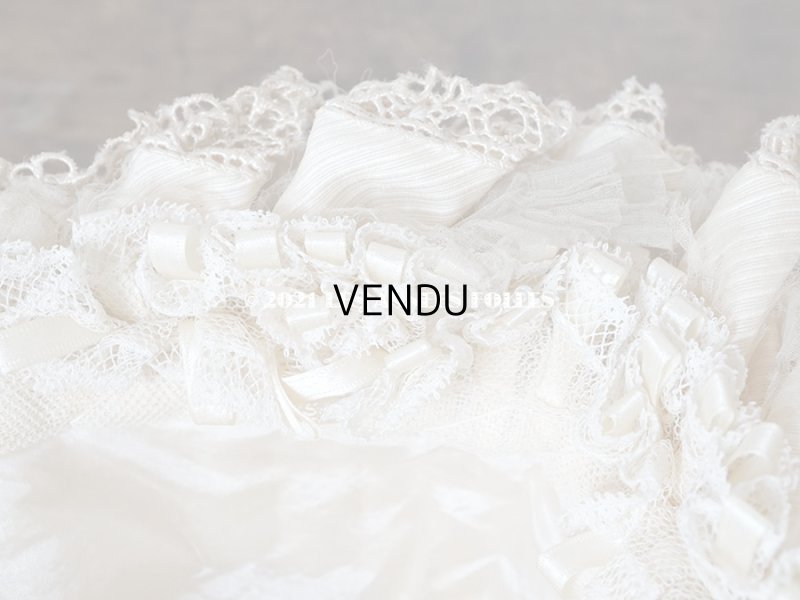 画像16: アンティーク シルク製 小さな女の子用 帽子 クリーム色 大きなリボン