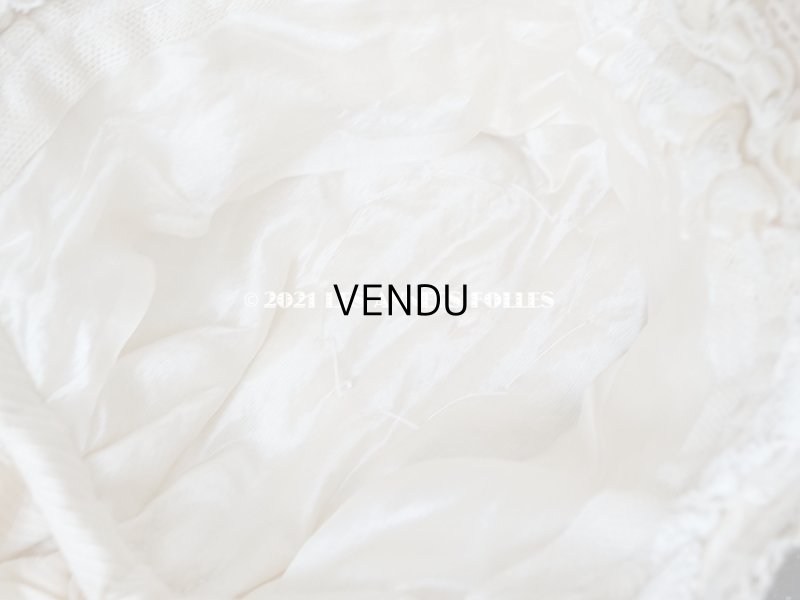 画像15: アンティーク シルク製 小さな女の子用 帽子 クリーム色 大きなリボン