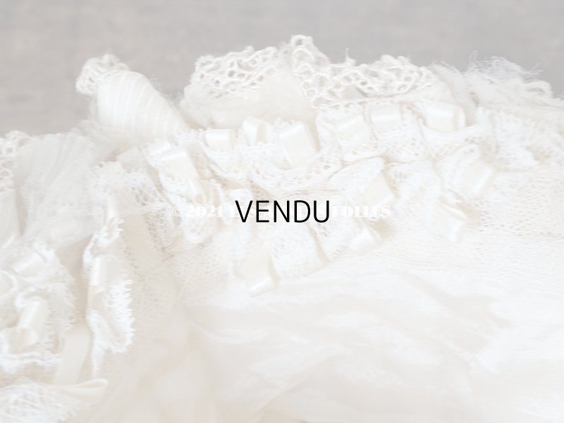 画像17: アンティーク シルク製 小さな女の子用 帽子 クリーム色 大きなリボン