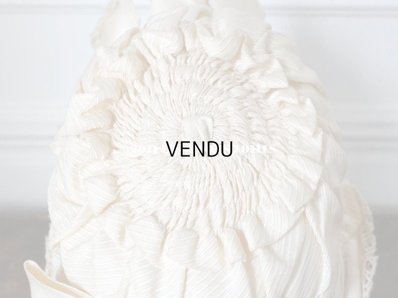 画像11: アンティーク シルク製 小さな女の子用 帽子 クリーム色 大きなリボン