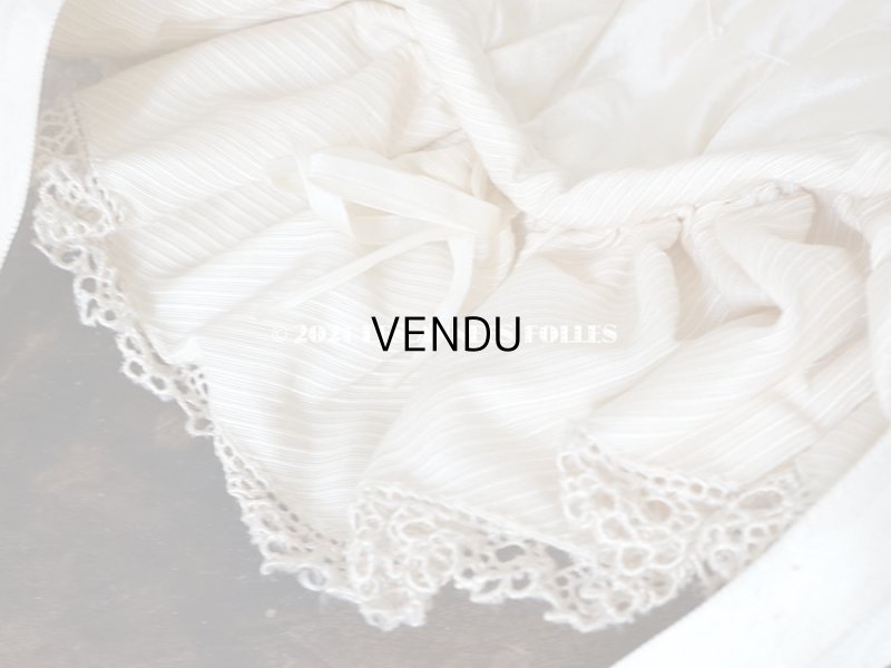 画像14: アンティーク シルク製 小さな女の子用 帽子 クリーム色 大きなリボン